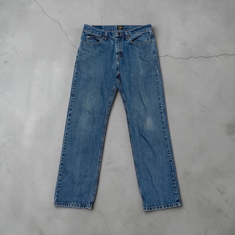 Lee Regular Fit Jeans Mens 32x32 Blue Medium Wash Straight Stretch Denim Classic